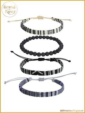 Handmade Braided Rope Bracelet Set for Men Women Adjustable Sliding Knot